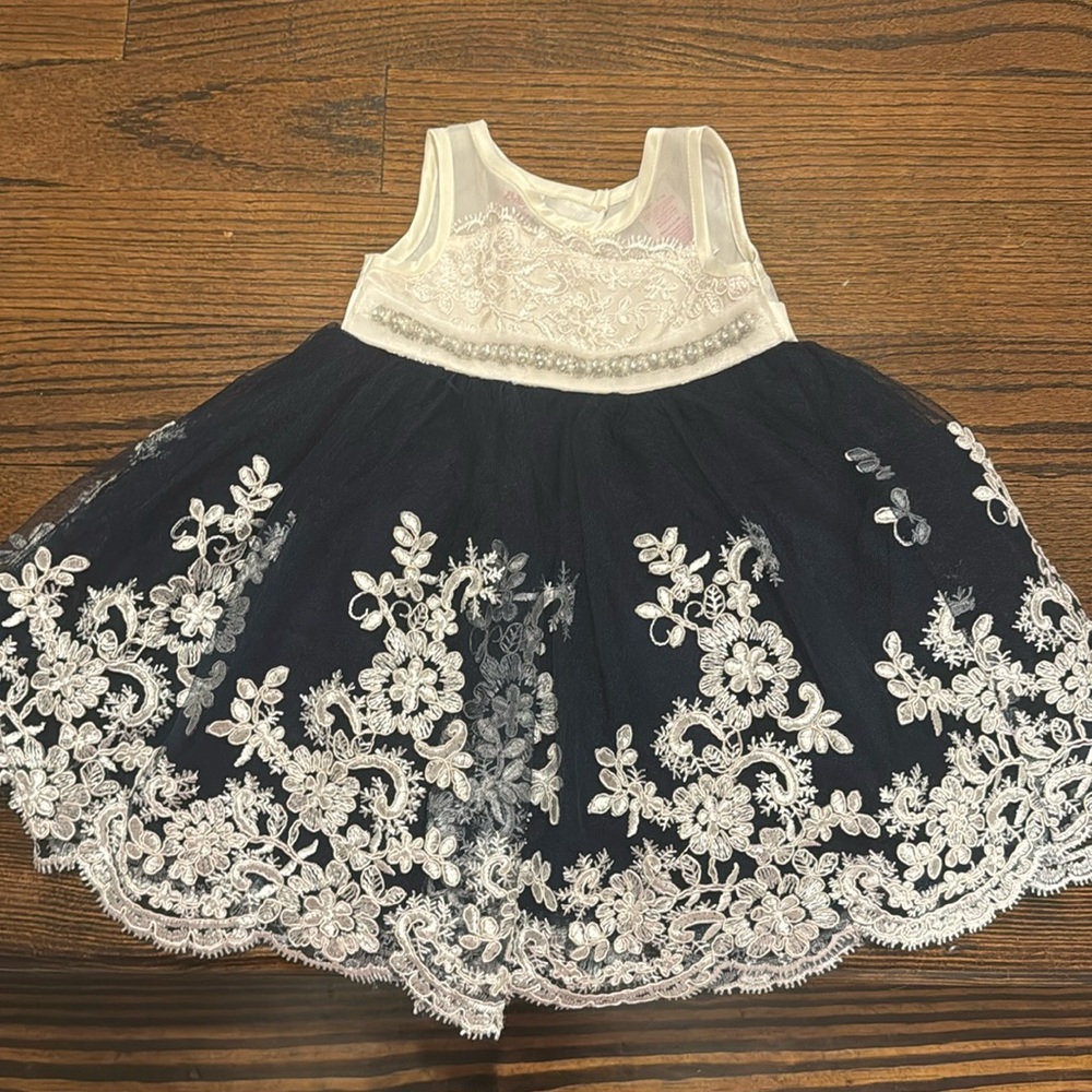 Formal Navy and White lace dress
